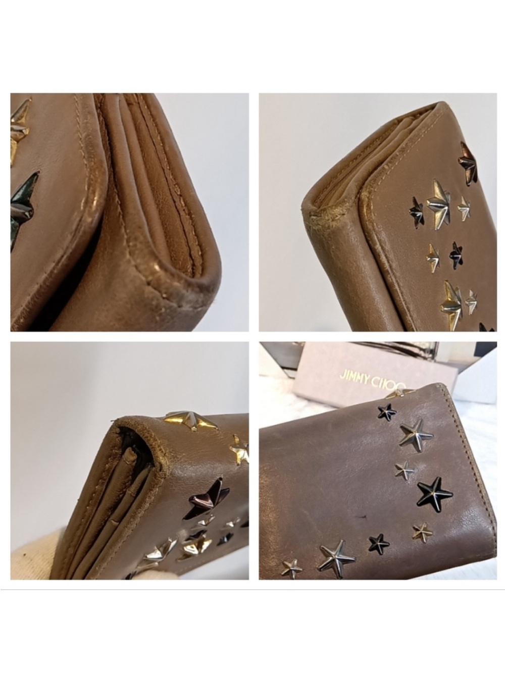 Jimmy Choo Taupe Leather Star Appliqué Wallet - Picture 16 of 16